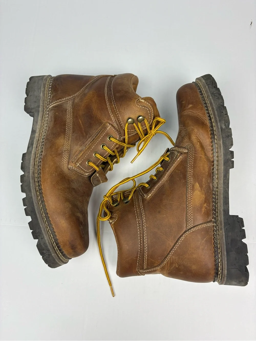 Fieldmaster Sears Men Size 12 D Work Boots Brown Leather 79838 Vintage Lace Up
